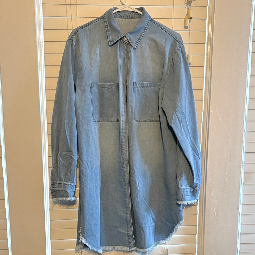 Denim Long Sleeve Shirt Dress